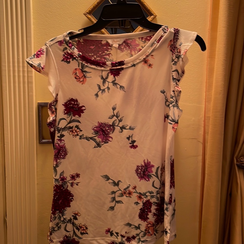 Candies floral blouse with pearls- only worn 2 times